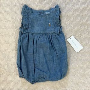 Ralph Lauren Blue Chambray Baby One-Piece Romper